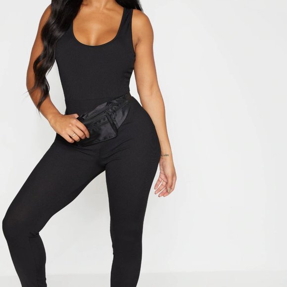 NWT SHAPE BLACK RIBBED SCOOP NECK JUMPSUIT SIZE 6 - Picture 1 of 4